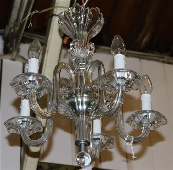 5 branch glass chandelier